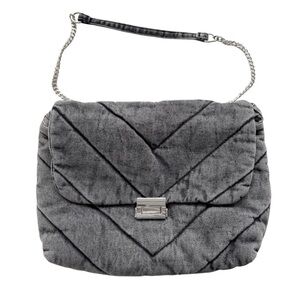 Zara Grey Denim Puffy bag Clutch NWT